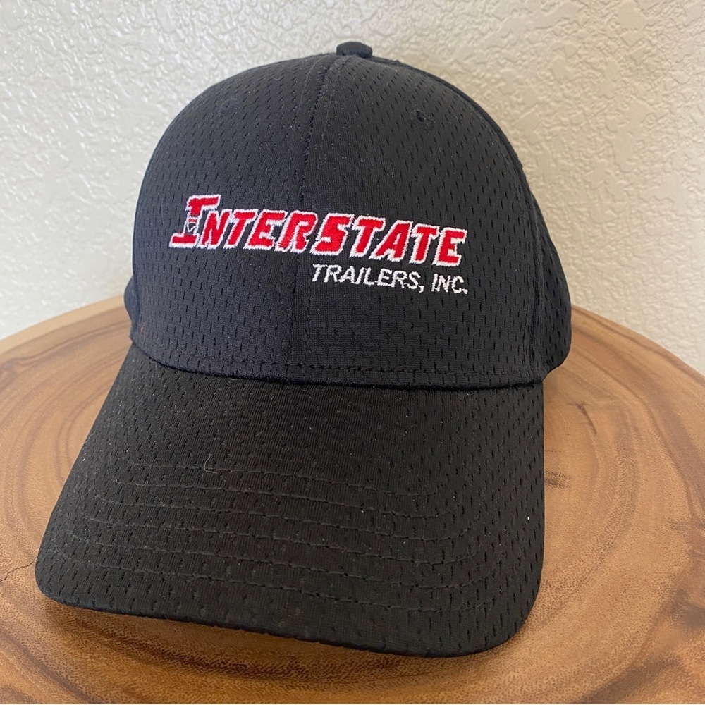 Black hat interstate trailers hook loop adjustable strap athletic jersey mesh